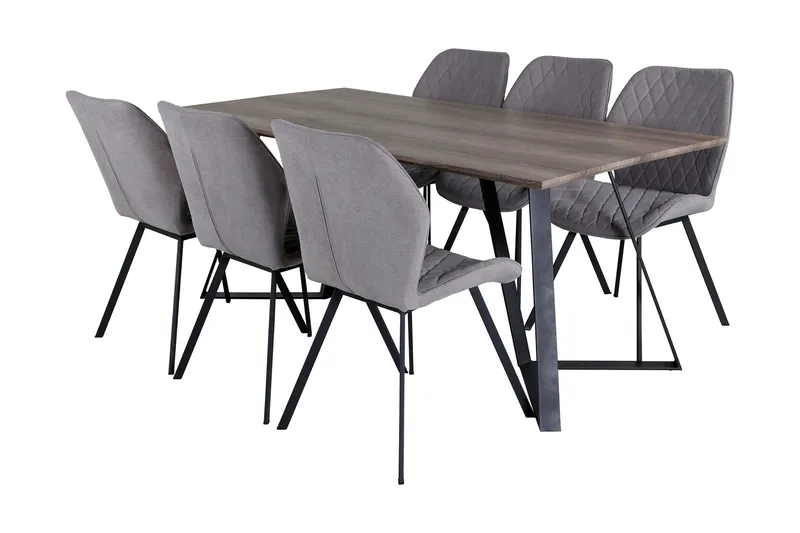 Malvina Spisebordssæt 180 cm inkl 6 Sumoas Stole, Grå/Sort