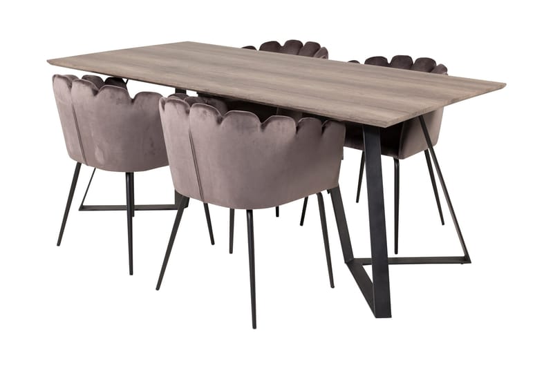 Malvina Spisebordssæt 180 cm med 4 Limhamn Stole Grå - Furniture Fashion - Spisebordssæt