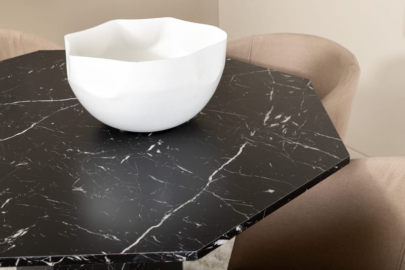 Marbs Spisebordssæt 110 cm Rund inkl 4 Berita Stole - Sort/Beige - Møbler - Borde - Spisebordssæt