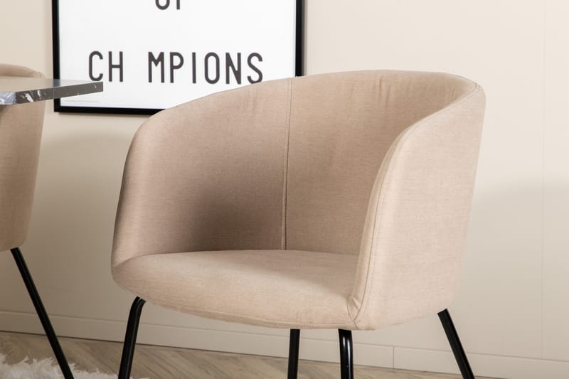 Marbs Spisebordssæt 110 cm Rund inkl 4 Berita Stole - Sort/Beige - Møbler - Borde - Spisebordssæt