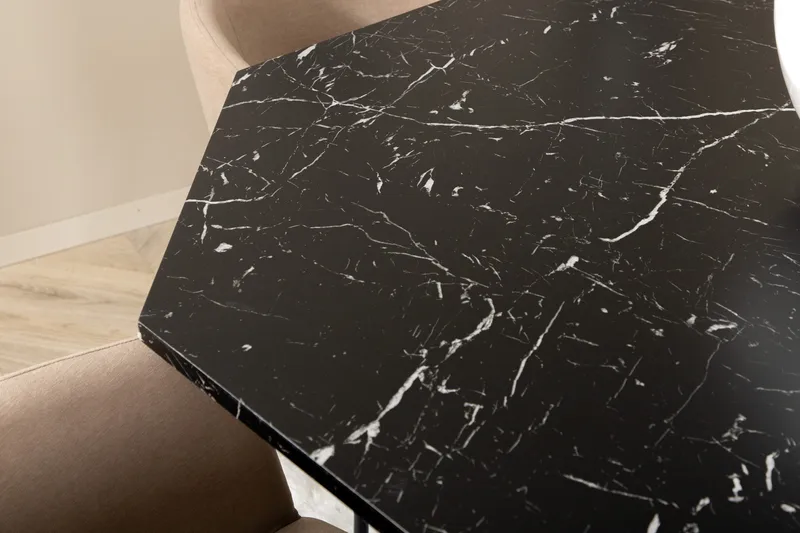 Marbs Spisebordssæt 110 cm Rund inkl 4 Berita Stole - Sort/Beige - Møbler - Borde - Spisebordssæt