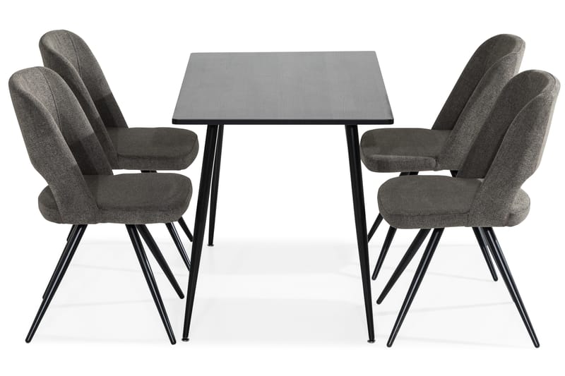Marcelen Spisebordssæt 120 cm med 4 Mikis Stol - Brun/Grå - Spisebordssæt