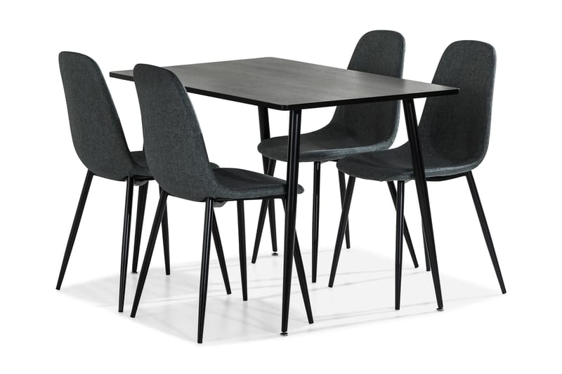Marcelen Spisebordssæt 120 cm med 4 Nibe Stol - Brun/Grå/Sort - Spisebordssæt