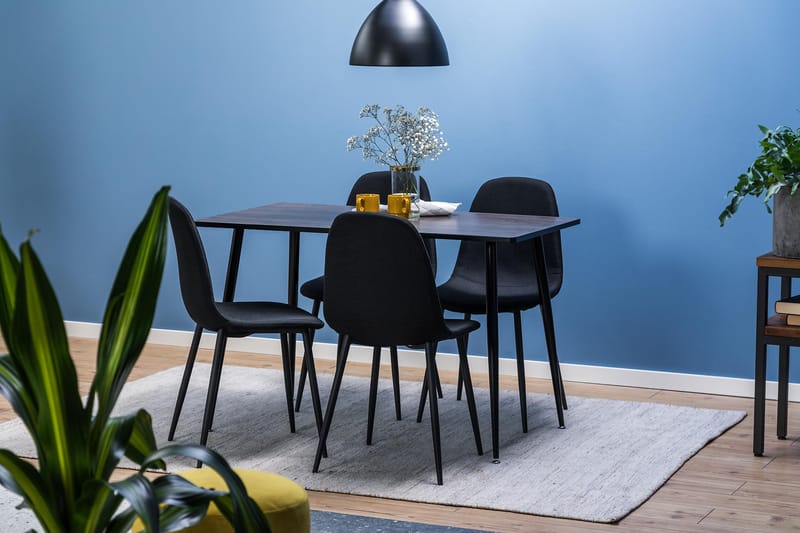 Marcelen Spisebordssæt 120 cm med 4 Nibe Stol - Brun/Sort - Møbler - Borde - Spisebordssæt