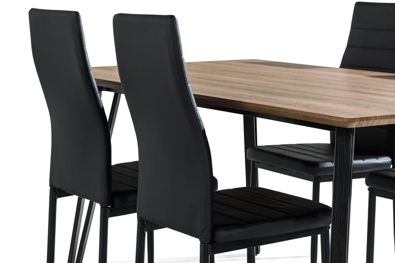 Marcelen Spisebordssæt 160 cm med 4 Ted Stol - Brun/Sort - Spisebordssæt