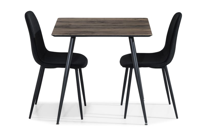 Marcelen Spisebordssæt 80 cm med 2 Nibe Stol - Brun/Sort - Spisebordssæt