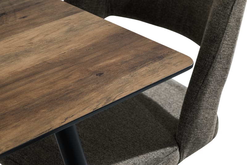 Marcelen Spisebordssæt 80 cm med 4 Mikis Stol - Brun/Grå - Spisebordssæt