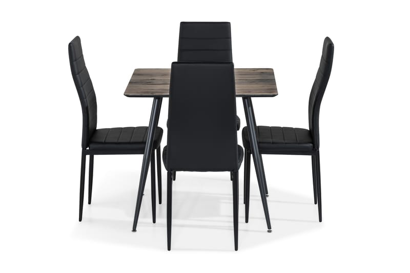 Marcelen Spisebordssæt 80 cm med 4 Ted Stol - Brun/Sort - Spisebordssæt