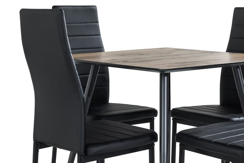 Marcelen Spisebordssæt 80 cm med 4 Ted Stol - Brun/Sort - Spisebordssæt