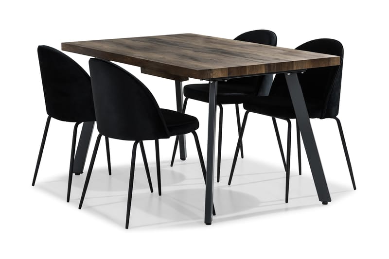 Marcelen Udvideligt Spisebordssæt 140 cm med 4 Felipe Stol - Brun/Sort - Spisebordssæt