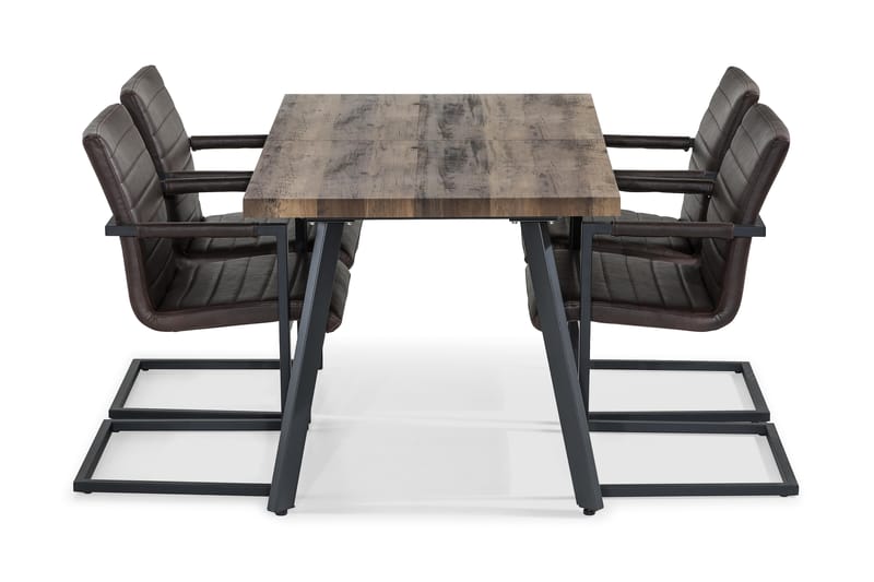 Marcelen Udvideligt Spisebordssæt 140 cm med 4 House Stol - Brun/Mørkebrun - Spisebordssæt