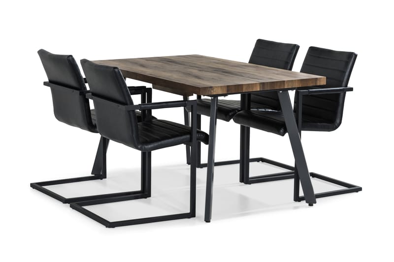 Marcelen Udvideligt Spisebordssæt 140 cm med 4 House Stol - Brun/Sort - Spisebordssæt