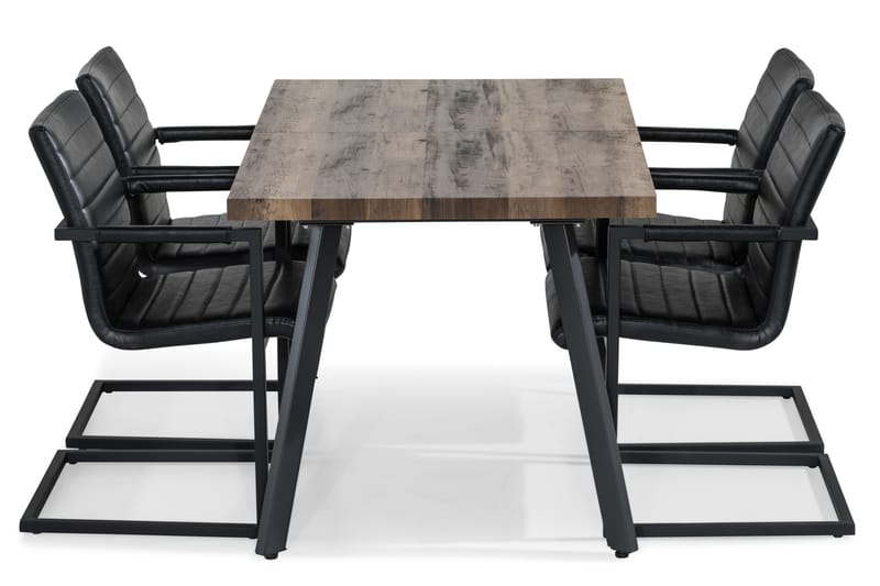 Marcelen Udvideligt Spisebordssæt 140 cm med 4 House Stol - Brun/Sort - Spisebordssæt
