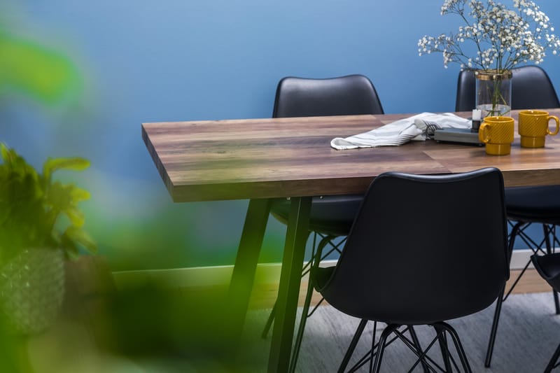 Marcelen Udvideligt Spisebordssæt 140 cm med 4 Shell Stol - Brun/Sort - Spisebordssæt