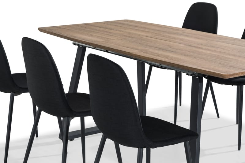 Marcelen Udvideligt Spisebordssæt 140 cm med 6 Nibe Stol - Brun/Sort - Spisebordssæt