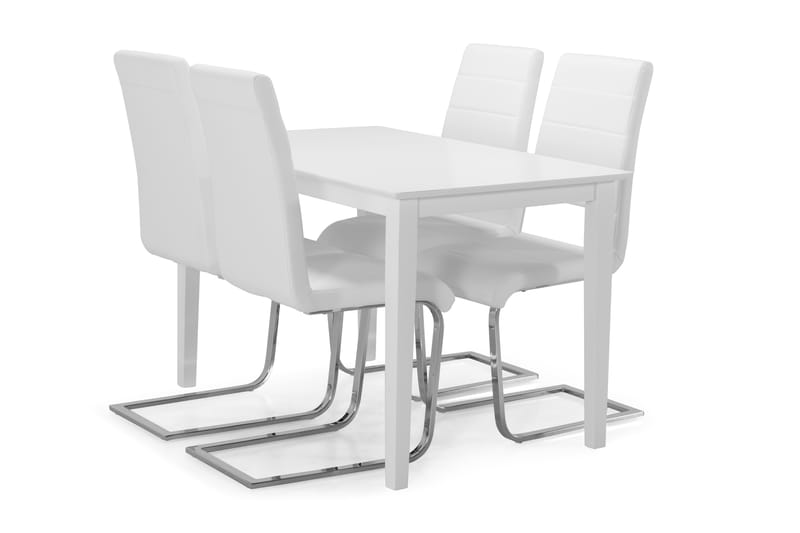 Michigan Spisebord med 4 stk Cibus Stole - Hvid/Krom - Spisebordssæt