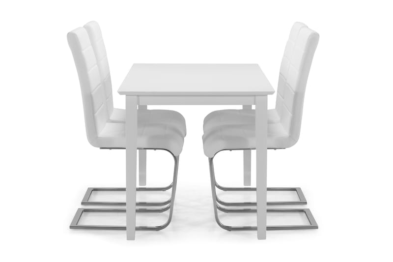 Michigan Spisebord med 4 stk Cibus Stole - Hvid/Krom - Spisebordssæt