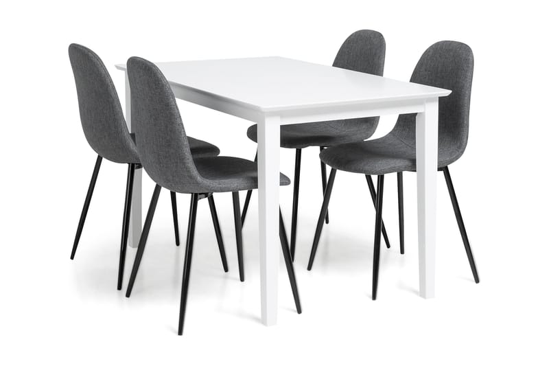 Michigan Spisebordssæt 120 cm inkl 4 Nibe Stole - Hvid/Grå/Sort - Spisebordssæt