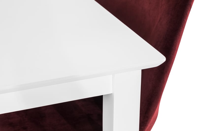 Michigan Spisebordssæt 120 cm inkl 4 Shell Stol Velour - Hvid/Rød - Spisebordssæt