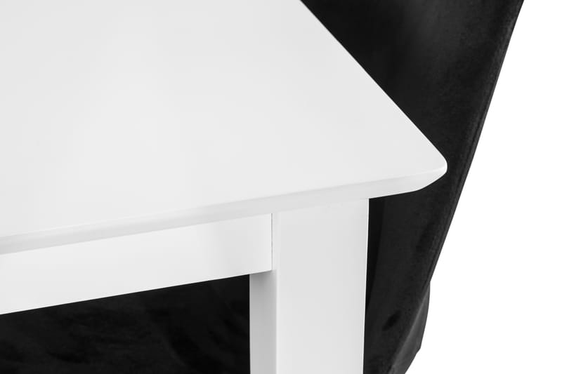 Michigan Spisebordssæt 120 cm inkl 4 Shell Stole Velour - Hvid/Sort - Spisebordssæt