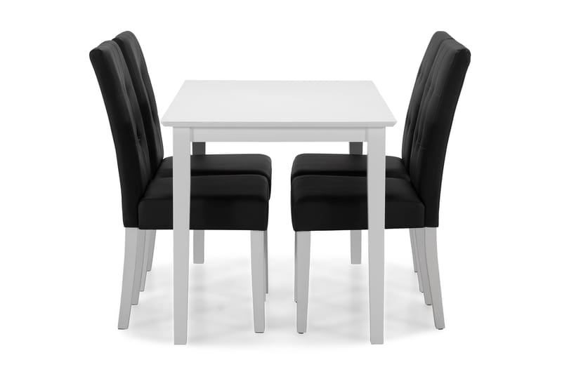 Michigan Spisebordssæt med 4 stk Viktor Stole - Hvid/Sort PU - Spisebordssæt