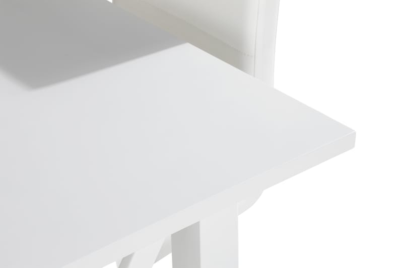 Milla Spisebordssæt med 4 Cibus Stol - Hvid PU/Krom - Spisebordssæt