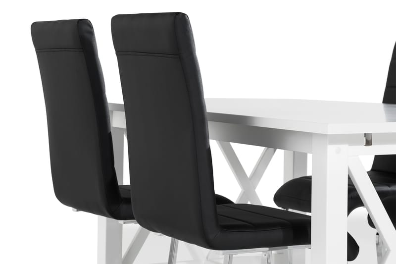 Milla Spisebordssæt med 4 Cibus Stol - Hvid/Sort PU - Spisebordssæt