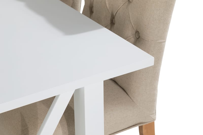 Milla Spisebordssæt med 4 Jenny Stol - Hvid/Beige/Træ - Spisebordssæt