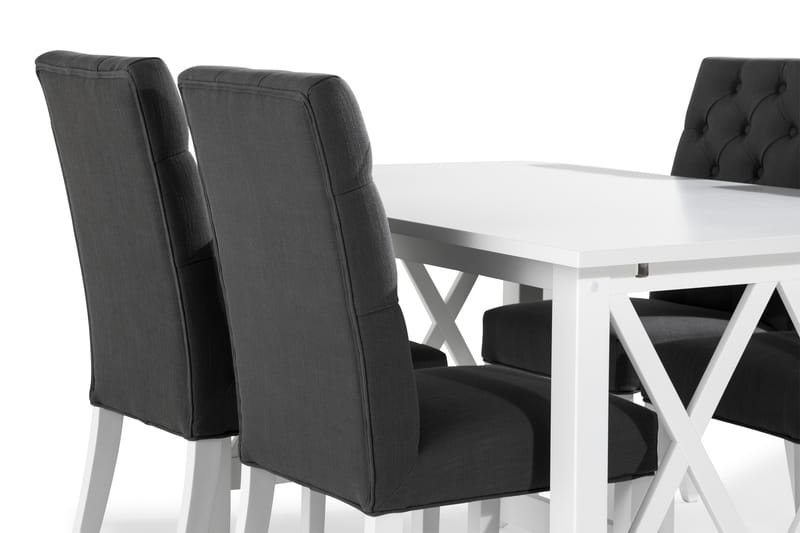 Milla Spisebordssæt med 4 Jenny Stol - Hvid/Grå - Spisebordssæt