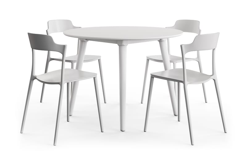 Mioveni Spisebord 106 cm Rundt med 4 st Teru Spisebordsstol - Spisebordssæt