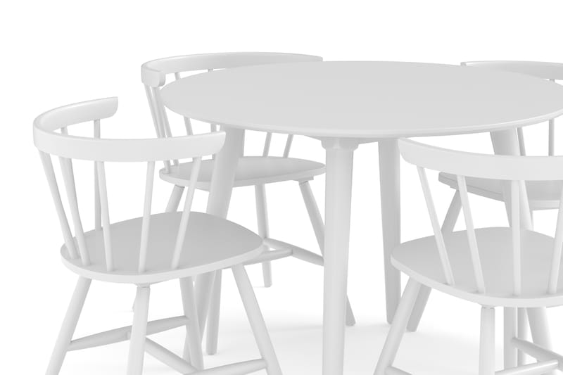 Mioveni Spisebordssæt 106 cm Rund inkl 4 Varisa stole - Hvid - Spisebordssæt