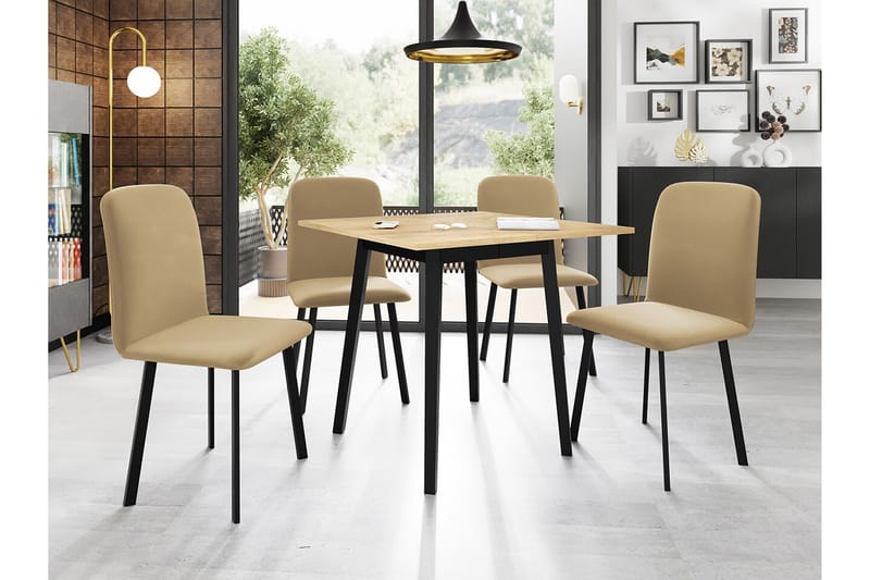 Narberth Spisegruppe - Beige/Sort - Møbler - Borde - Spisebordssæt