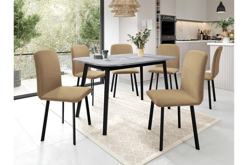 Narberth Spisegruppe - Beige/Sort - Møbler - Borde - Spisebordssæt