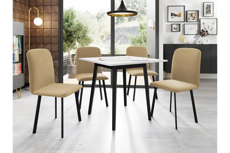 Narberth Spisegruppe - Beige/Sort/Hvid - Møbler - Borde - Spisebordssæt