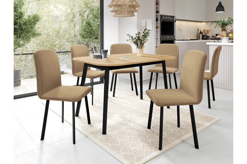 Narberth Spisegruppe - Beige/Sort/Hvid - Møbler - Borde - Spisebordssæt