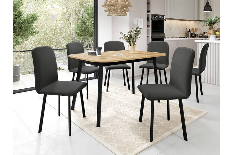 Narberth Spisegruppe - Sort/træ - Møbler - Borde - Spisebordssæt