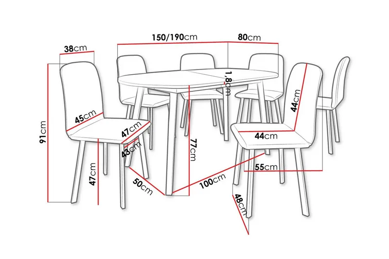 Narberth Spisegruppe - Møbler - Borde - Spisebordssæt