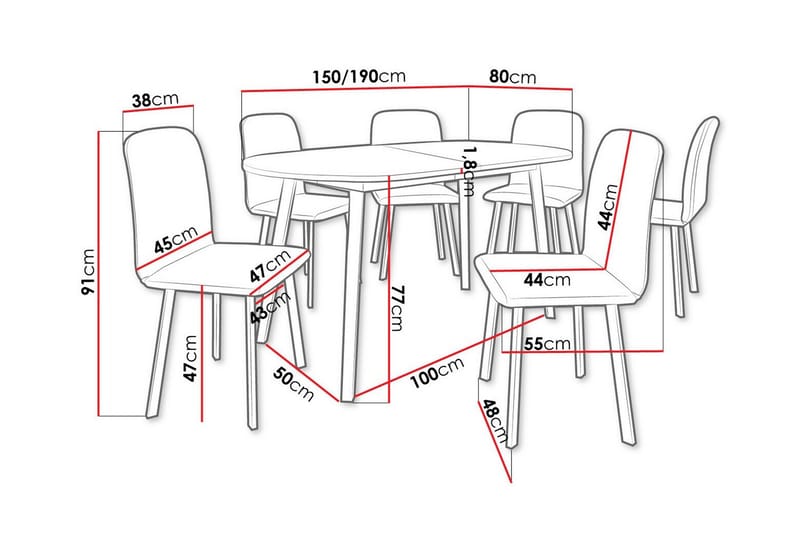 Narberth Spisegruppe - Møbler - Borde - Spisebordssæt