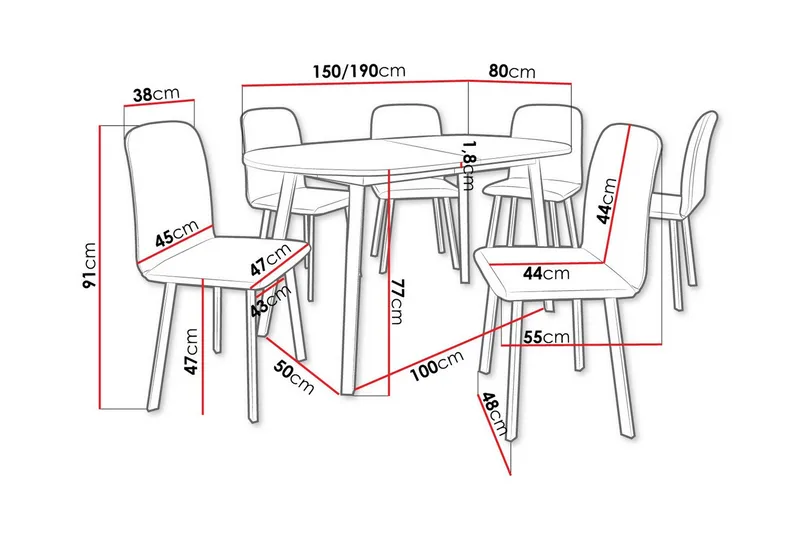 Narberth Spisegruppe - Møbler - Borde - Spisebordssæt