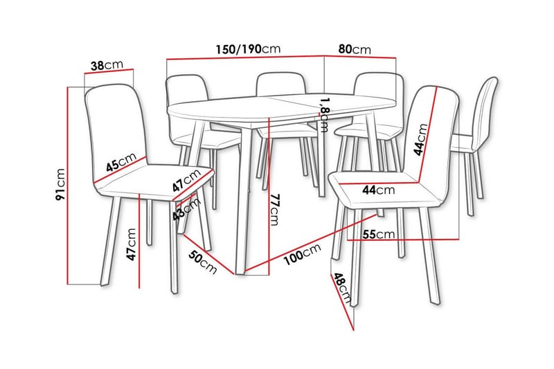 Narberth Spisegruppe - Møbler - Borde - Spisebordssæt
