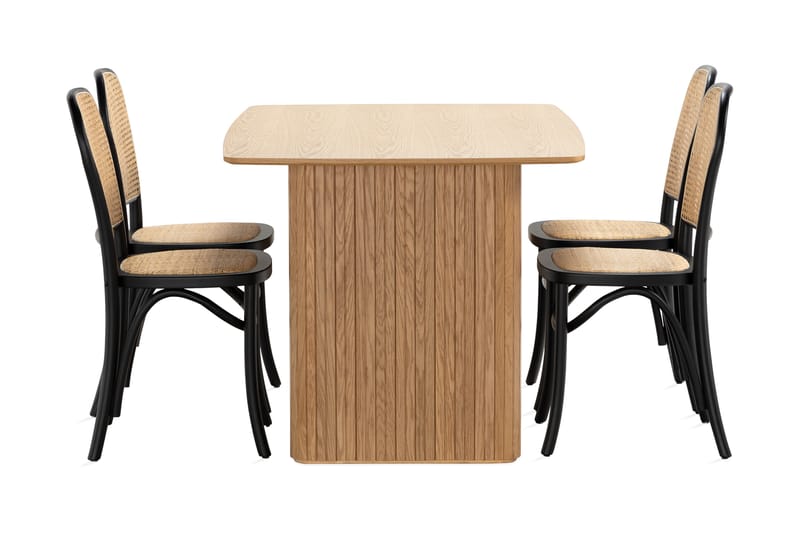 Nixrai Spisebord 140 cm med 4st Bjarshog Spisebordsstol - Eg - Møbler - Borde - Spisebordssæt