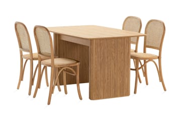 Nixrai Spisebord 140 cm med 4st Bjarshog Spisebordsstol - Eg - Møbler - Borde - Spisebordssæt