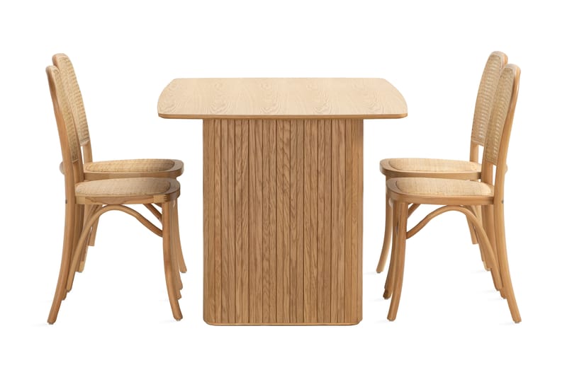 Nixrai Spisebord 140 cm med 4st Bjarshog Spisebordsstol - Eg - Møbler - Borde - Spisebordssæt