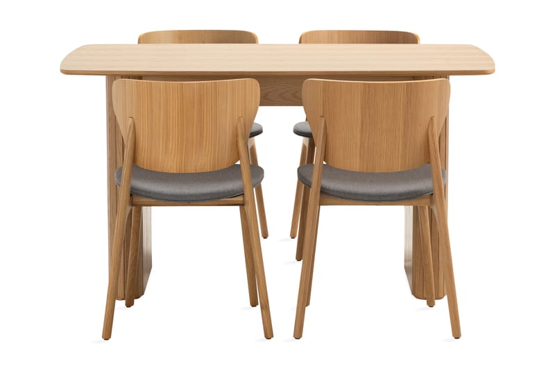 Nixrai Spisebord 140 cm med 4st Jerup Spisebordsstol - Eg - Møbler - Borde - Spisebordssæt
