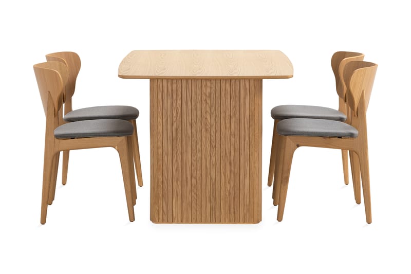 Nixrai Spisebord 140 cm med 4st Jerup Spisebordsstol - Eg - Møbler - Borde - Spisebordssæt