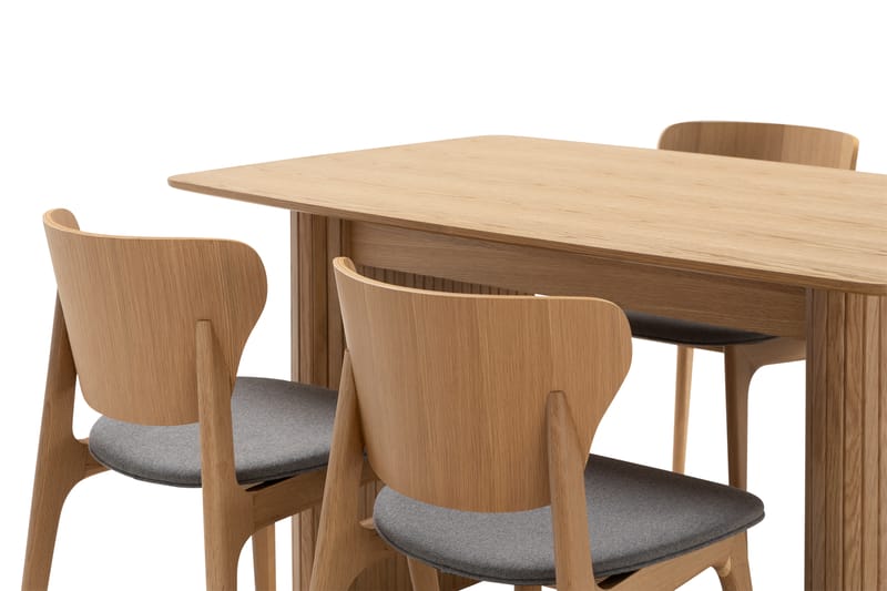 Nixrai Spisebord 140 cm med 4st Jerup Spisebordsstol - Eg - Møbler - Borde - Spisebordssæt