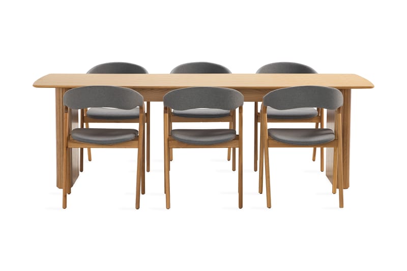 Nixrai Spisebord 240 cm med 6st Jerup Spisebordsstol - Eg - Møbler - Borde - Spisebordssæt