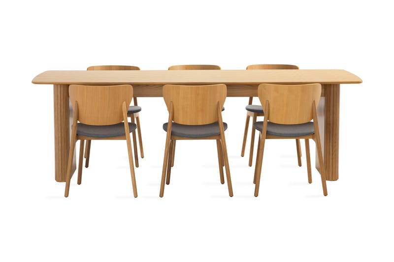 Nixrai Spisebord 240 cm med 6st Jerup Spisebordsstol - Eg - Møbler - Borde - Spisebordssæt