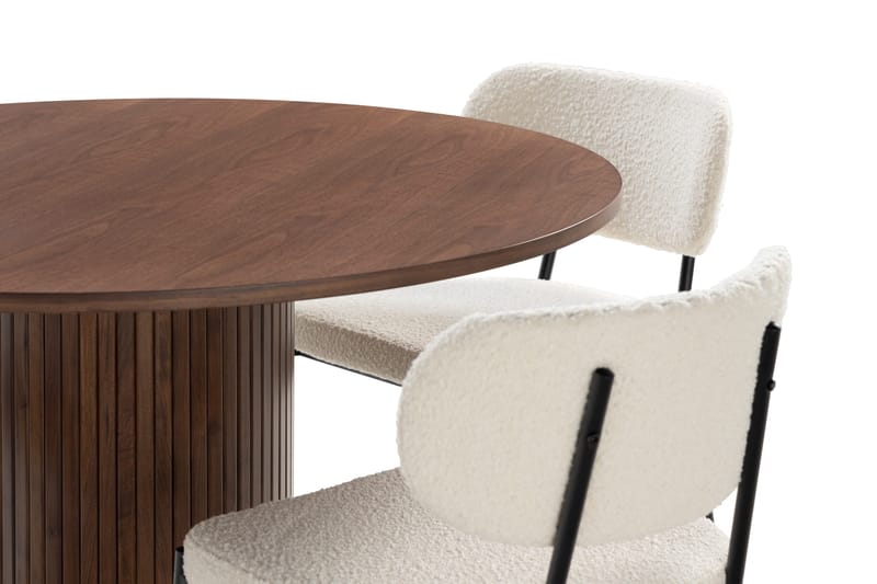 Noira Matbord 120 cm Valnöt Runt med 4st Gemmiano Mat - Brun - Møbler - Borde - Spisebordssæt