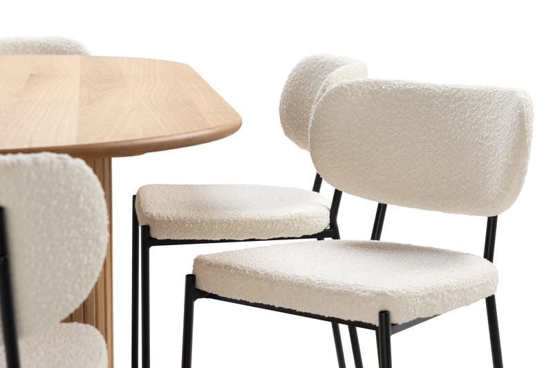 Noira Matbord 220 cm Ek med 6st Gemmiano Matstol - Natur - Møbler - Borde - Spisebordssæt